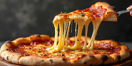 Best pizza ready for delivery with melted cheese pull